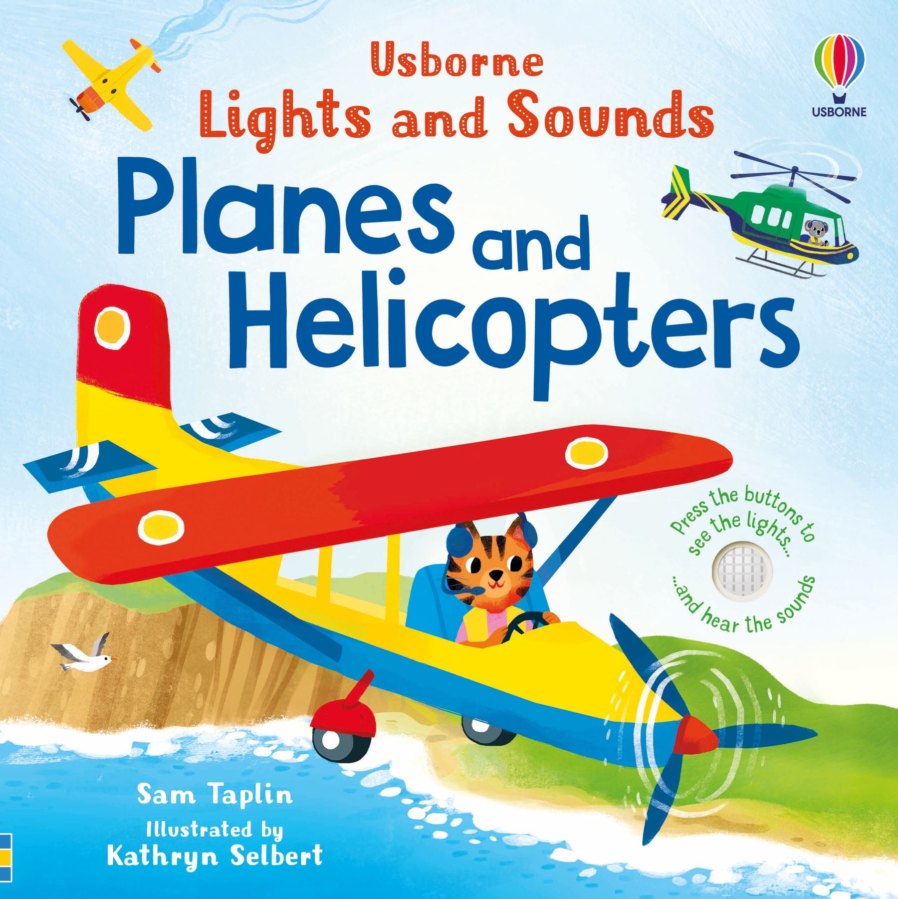 Coperta cărții „Lights and Sounds Planes and Helicopters”, reprezentativă pentru colecția Lights and Sounds Books