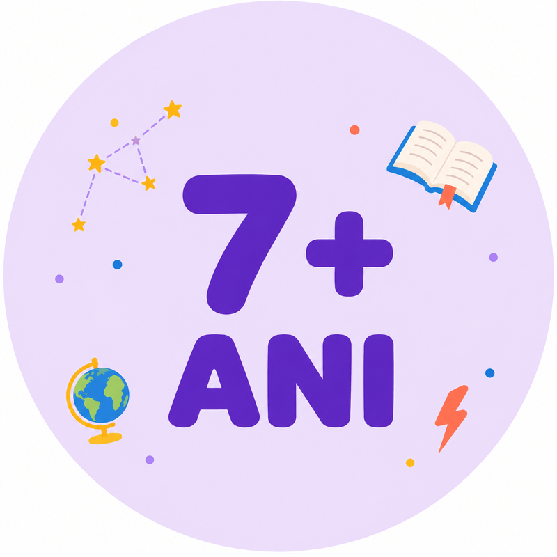 Copil de peste 7 ani citind independent o carte ilustrată Usborne despre spațiu