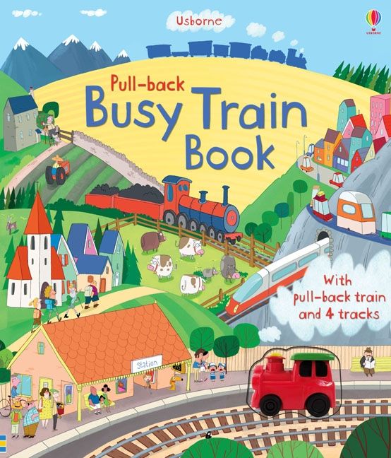 Coperta cărții „Pull-back Busy Train Book”, reprezentativă pentru colecția Pull-back books