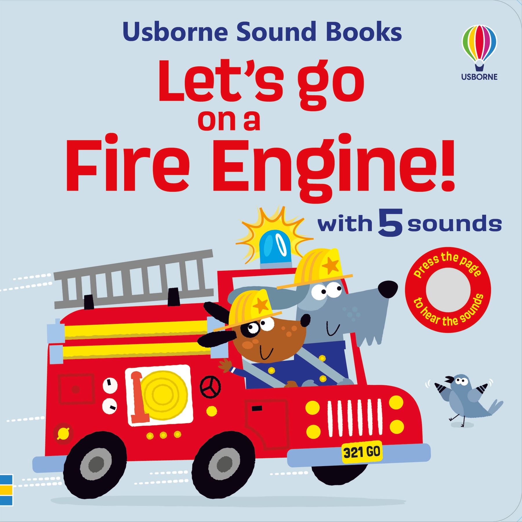 Coperta cărții „Let's go on a Fire Engine”, reprezentativă pentru colecția Let's Go Sounds