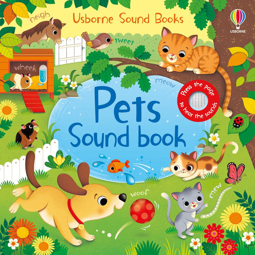 Coperta cărții „Pets Sound Book” – carte cu sunete Usborne pentru copii 3+ ani