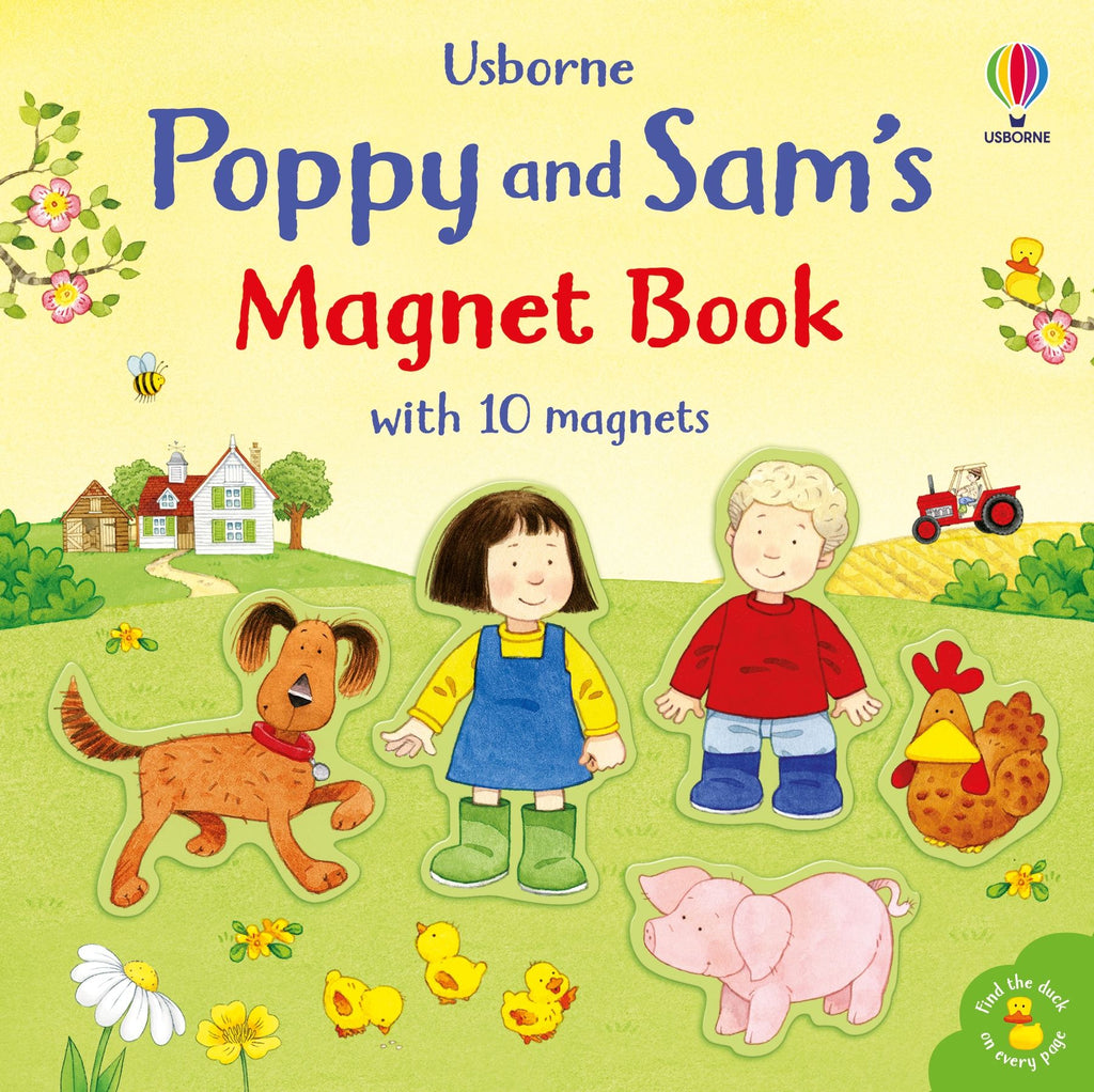 Coperta cărții „Poppy and Sam Magnet Book” – carte cu jucărie Usborne pentru copii 3+ ani