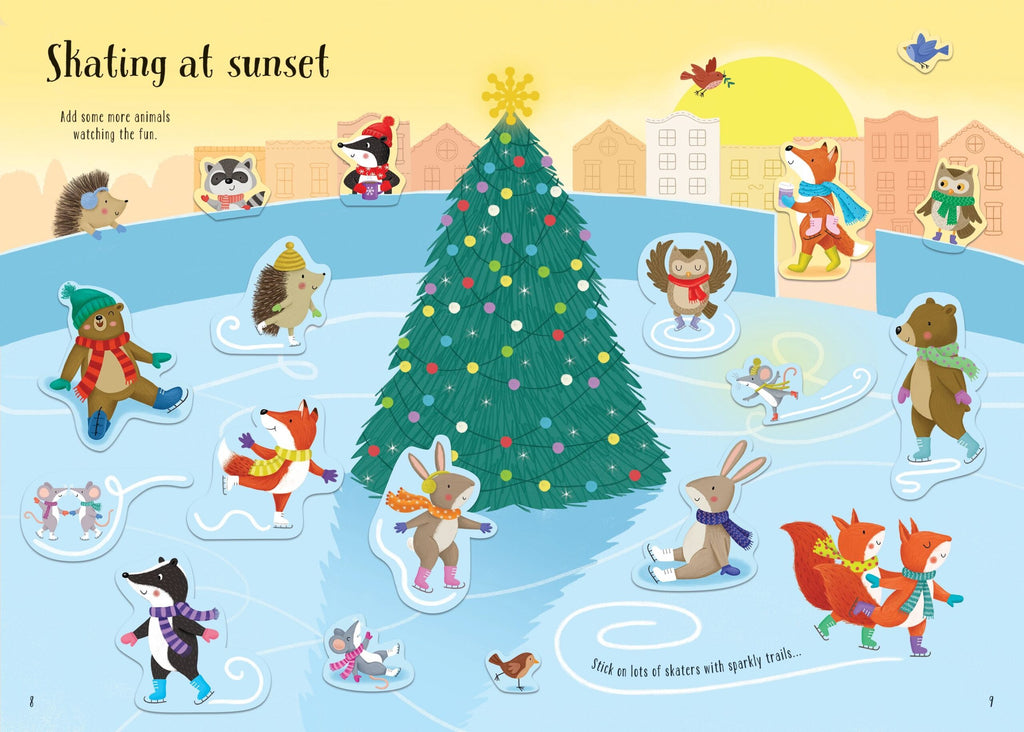 Usborne – Sparkly Winter Sticker Book – Carte cu stickere pentru copii 3+ ani – carte pentru copii Usborne, detalii conținut cu abțibilduri