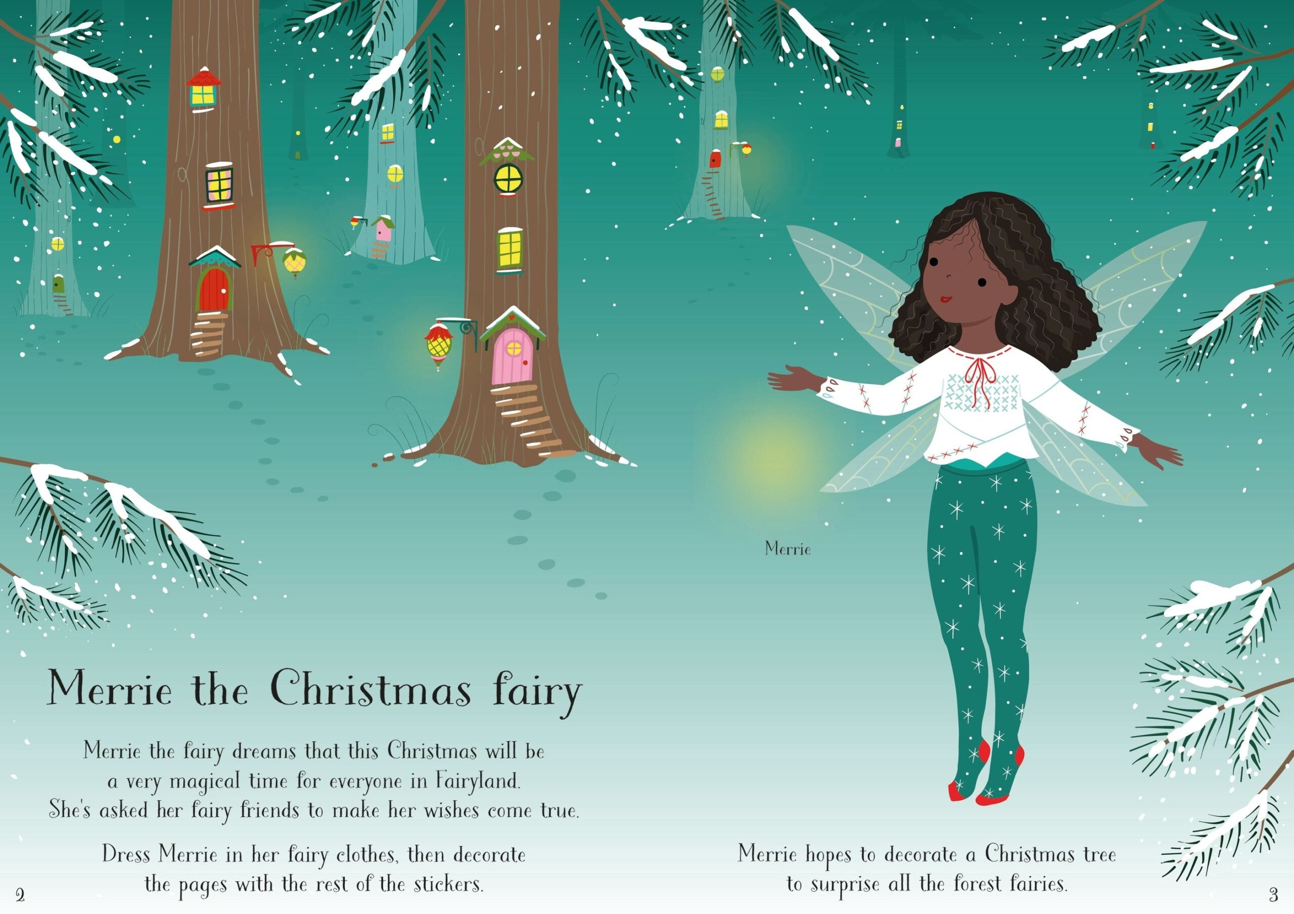 Usborne – Little Sticker Dolly Dressing Christmas Fairy – Carte cu stickere pentru copii 4+ ani – carte pentru copii Usborne, pagini interior ilustrate