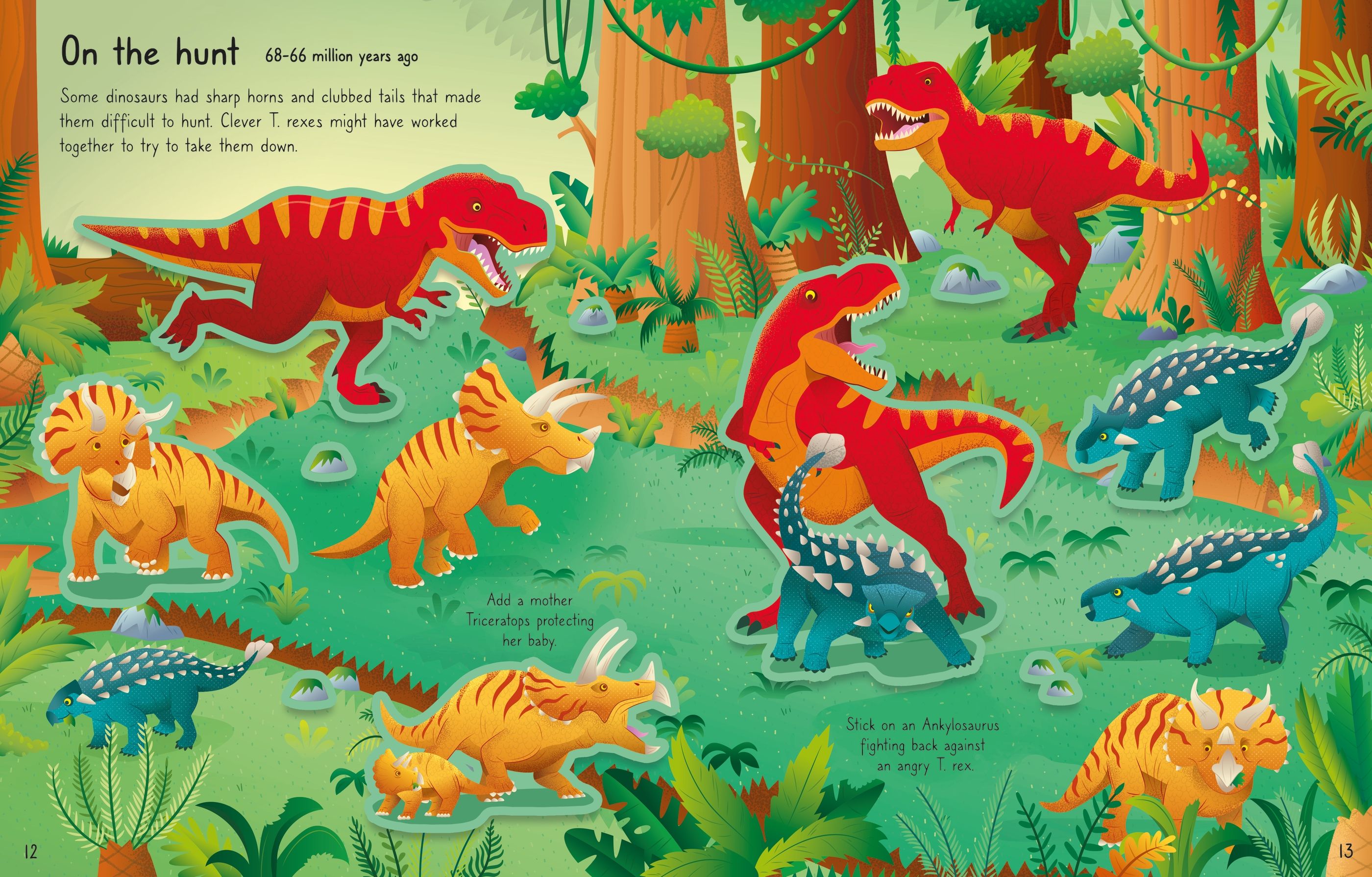 Usborne – First Sticker Book T. Rex – Carte cu stickere pentru copii 3+ ani – carte pentru copii Usborne, preview pagini