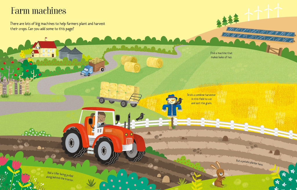 Usborne – First Sticker Book Farm – Carte cu stickere pentru copii 3+ ani – carte pentru copii Usborne, pagini interior ilustrate