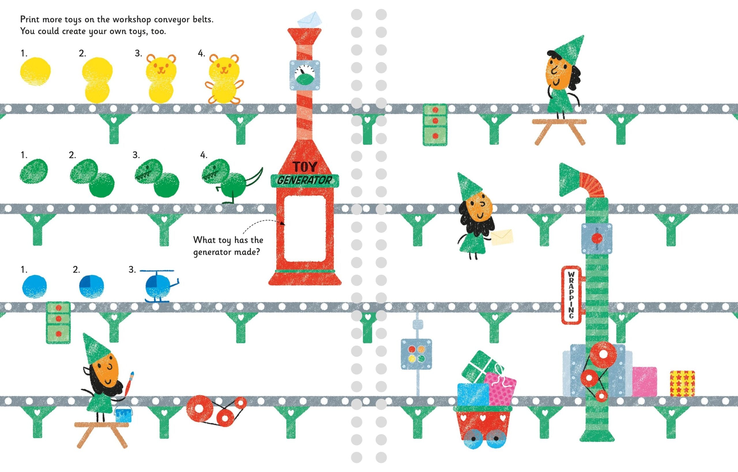 Usborne – Fingerprint Activities Santa's Workshop – Carte pentru copii 6+ ani – carte pentru copii Usborne, preview pagini