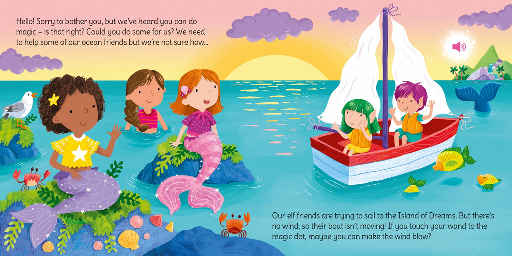 Usborne – Wand Books: Mermaid Magic – Carte cu sunete pentru copii 3+ ani – carte pentru copii Usborne, pagini interior ilustrate