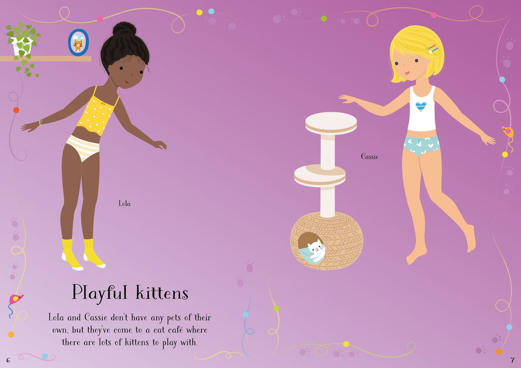 Usborne – Little Sticker Dolly Dressing Pets – Carte cu stickere pentru copii 5+ ani – carte pentru copii Usborne, pagini interior ilustrate