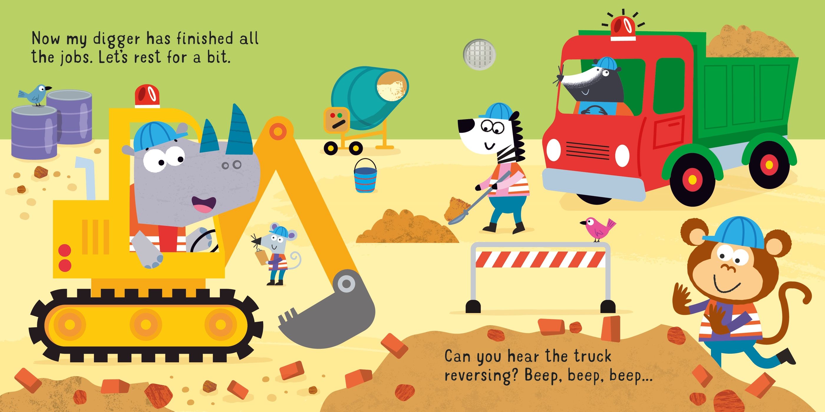 Usborne – Let's go on a Digger – Carte cu sunete pentru copii 12+ luni – carte pentru copii Usborne, preview pagini
