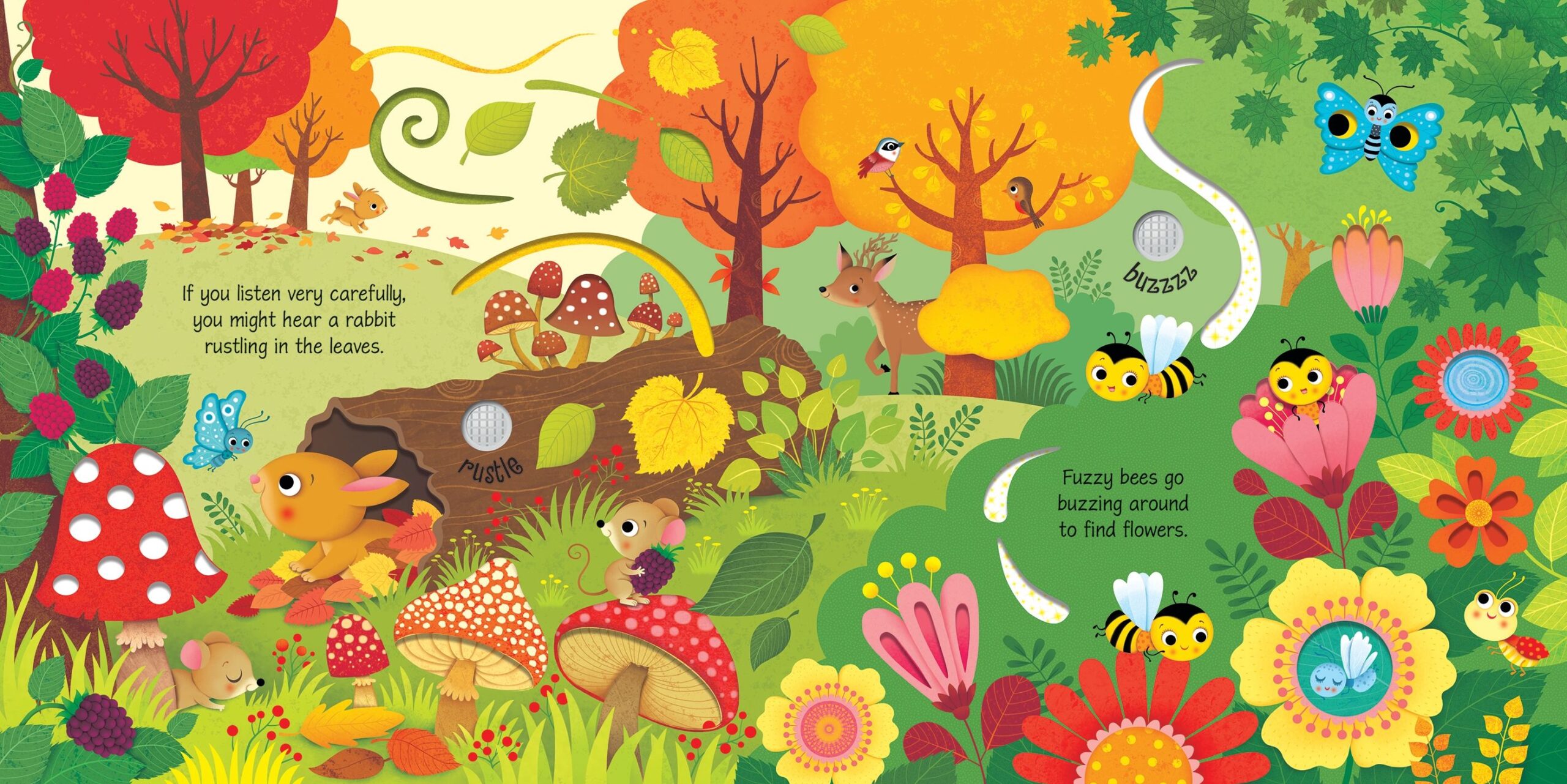 Usborne – Woodland Sounds – Carte pentru copii 3+ ani – carte pentru copii Usborne, detalii conținut cu sunete