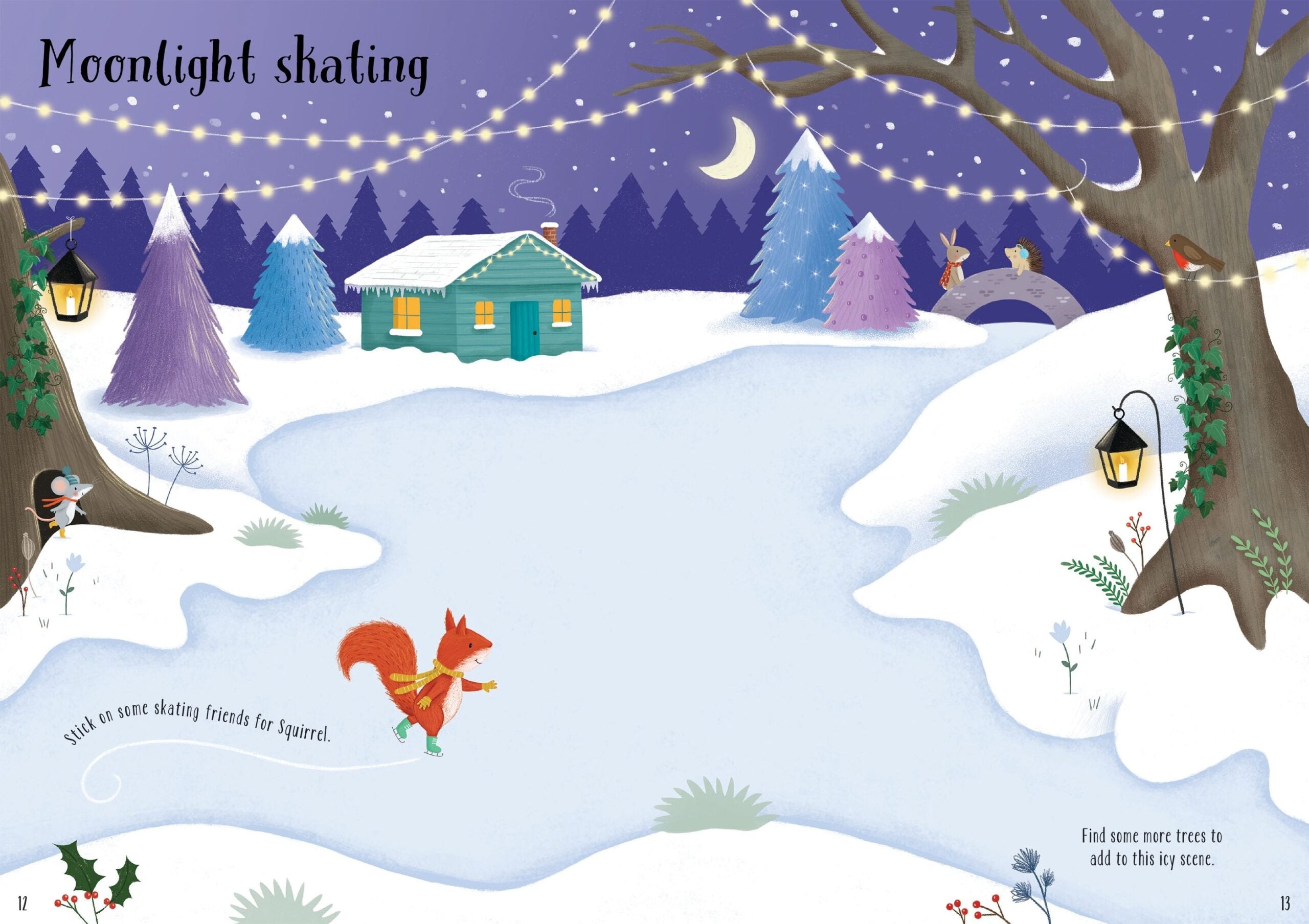 Usborne – Sparkly Christmas Trees – Carte cu stickere pentru copii 3+ ani – carte pentru copii Usborne, detalii conținut cu abțibilduri