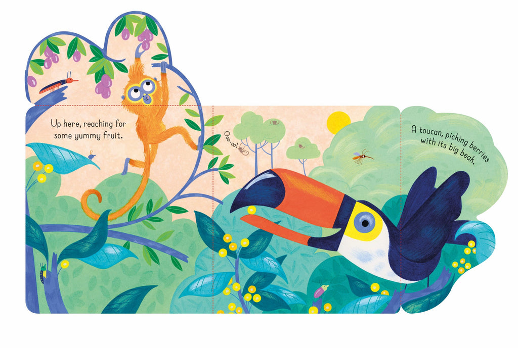 Usborne – Little Lift and Look Jungle – Carte pentru copii 10+ luni – carte pentru copii Usborne, detalii conținut cu clapete