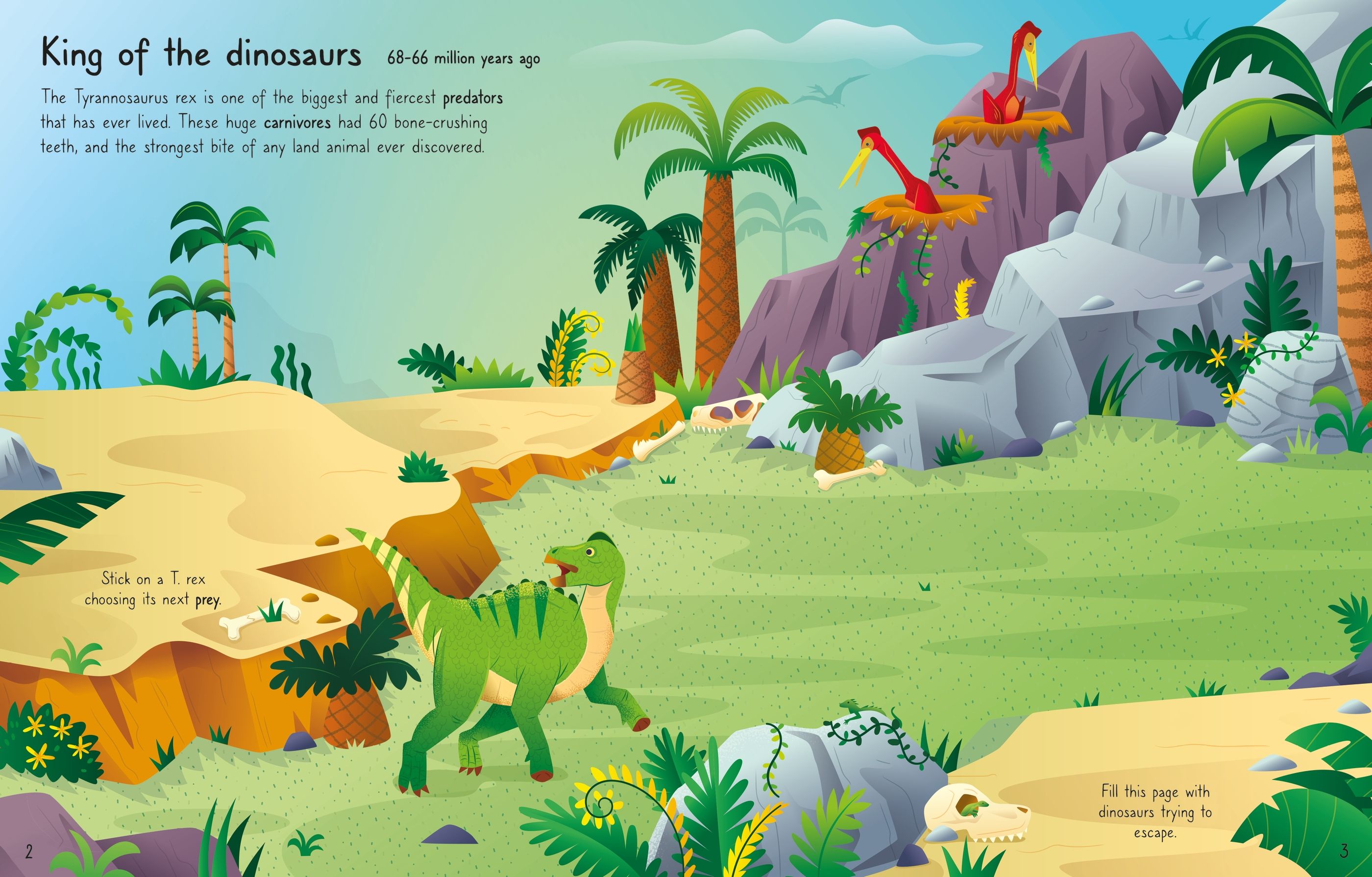 Usborne – First Sticker Book T. Rex – Carte cu stickere pentru copii 3+ ani – carte pentru copii Usborne, detalii conținut cu abțibilduri