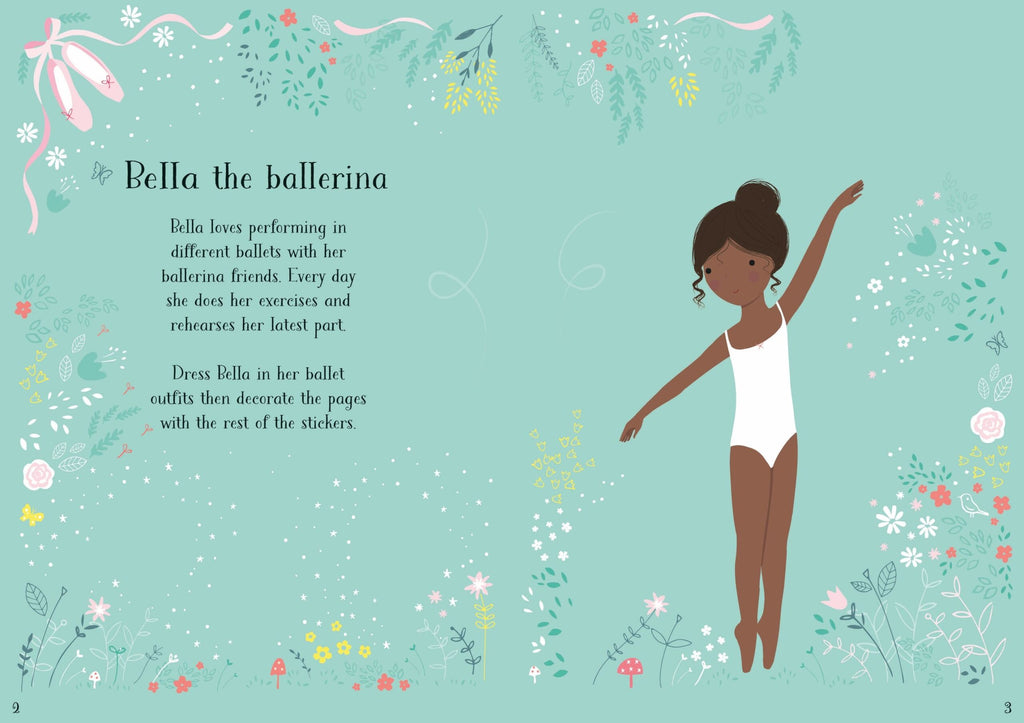 Usborne – Little Sticker Dolly Dressing Ballerina – Carte cu stickere pentru copii 4+ ani – carte pentru copii Usborne, preview pagini