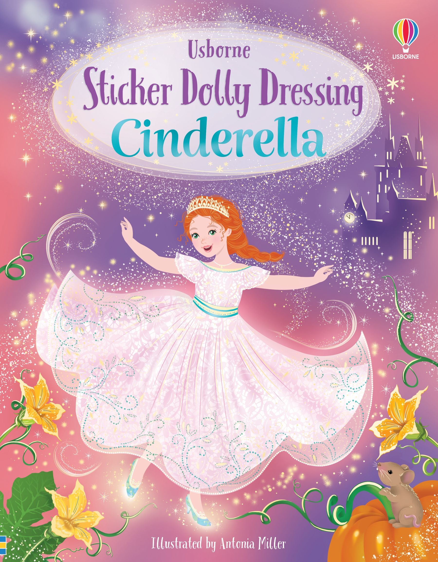 Usborne – Sticker Dolly Dressing Cinderella – Carte cu stickere pentru copii 5+ ani – carte pentru copii Usborne, copertă