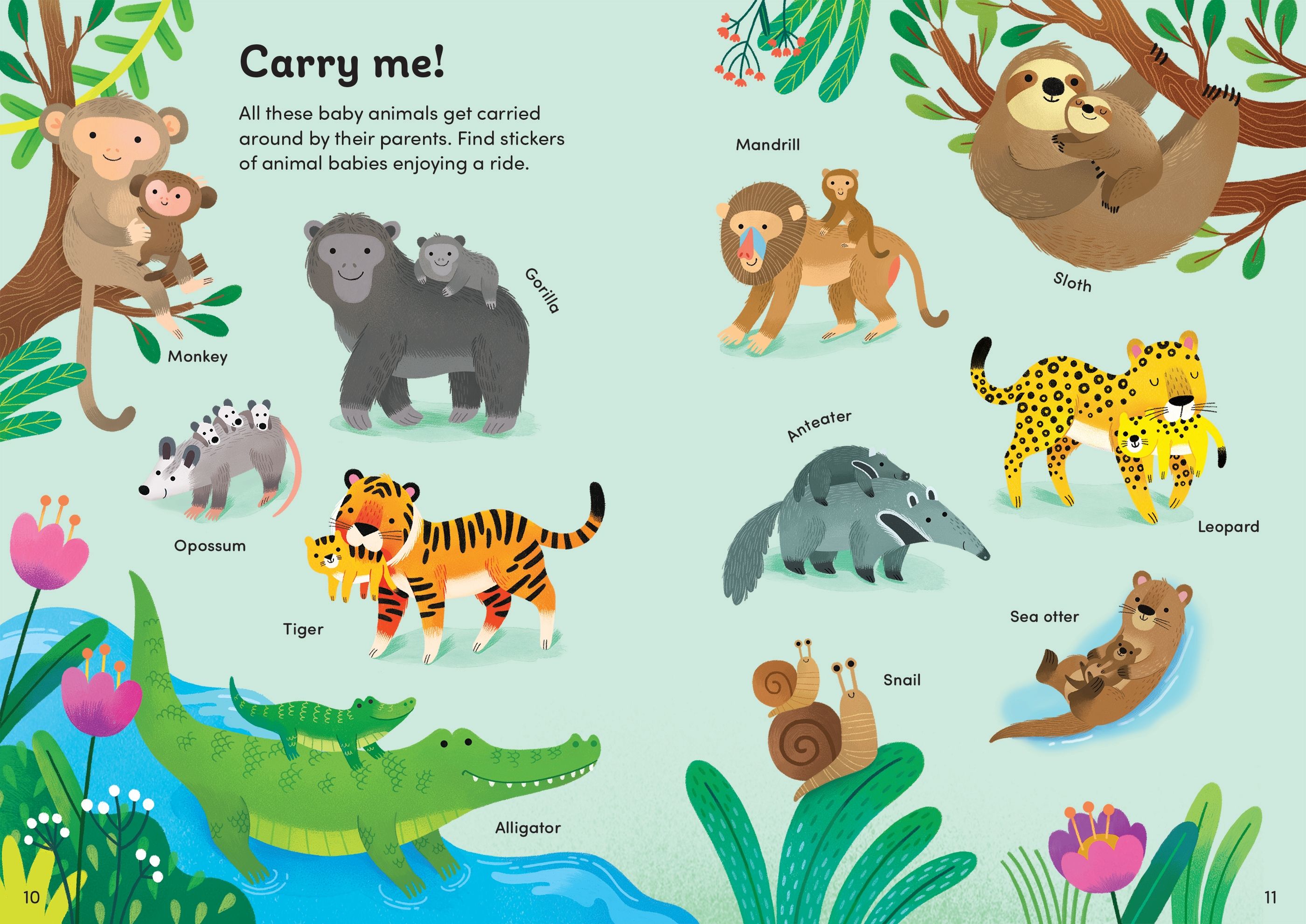 Usborne – Little First Stickers Baby Animals – Carte cu stickere pentru copii 3+ ani – carte pentru copii Usborne, preview pagini