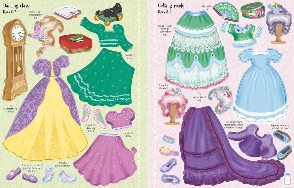 Usborne – Sticker Dolly Dressing Cinderella – Carte cu stickere pentru copii 5+ ani – carte pentru copii Usborne, preview pagini