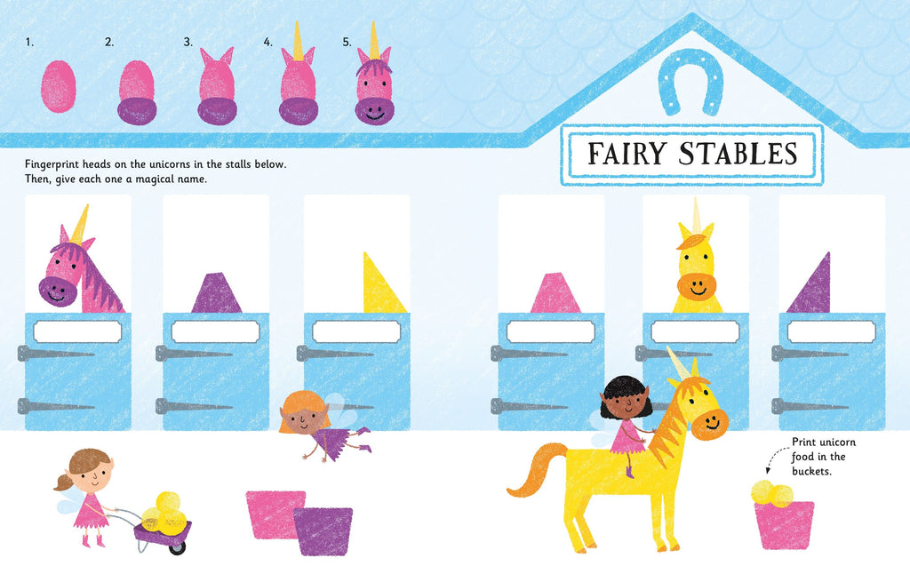 Usborne – Fingerprint Activities Unicorns and Fairies – Carte pentru copii 6+ ani – carte pentru copii Usborne, detalii conținut