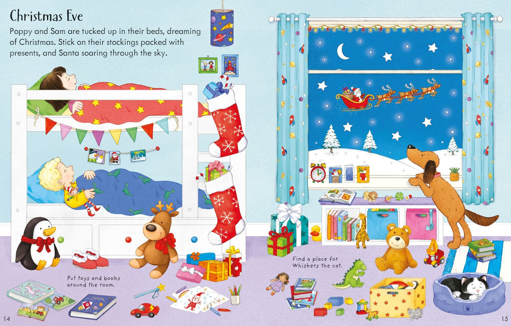 Usborne – Poppy and Sam's Christmas Sticker Book – Carte cu stickere pentru copii 3+ ani – carte pentru copii Usborne, preview pagini
