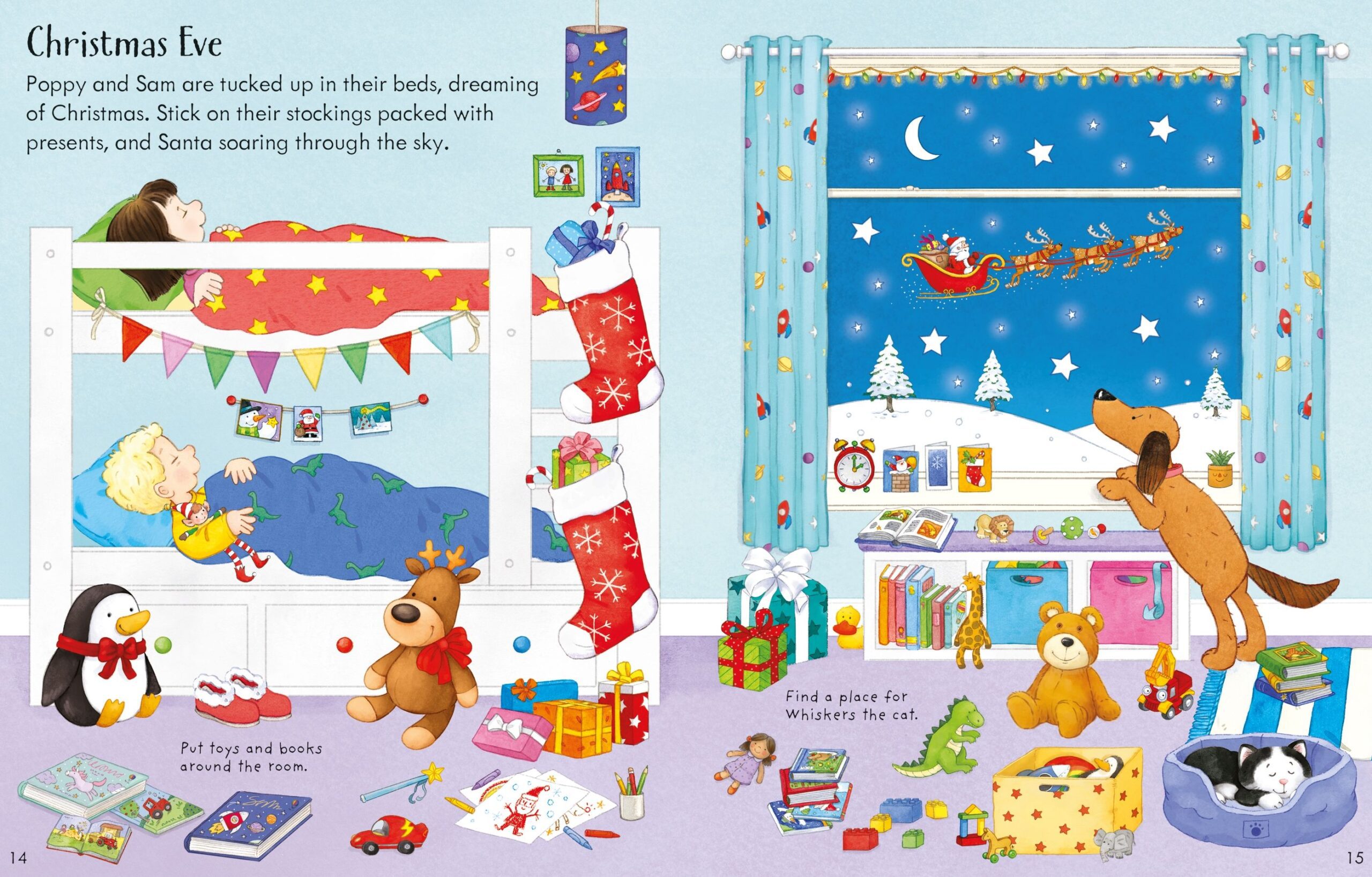 Usborne – Poppy and Sam's Christmas Sticker Book – Carte cu stickere pentru copii 3+ ani – carte pentru copii Usborne, preview pagini
