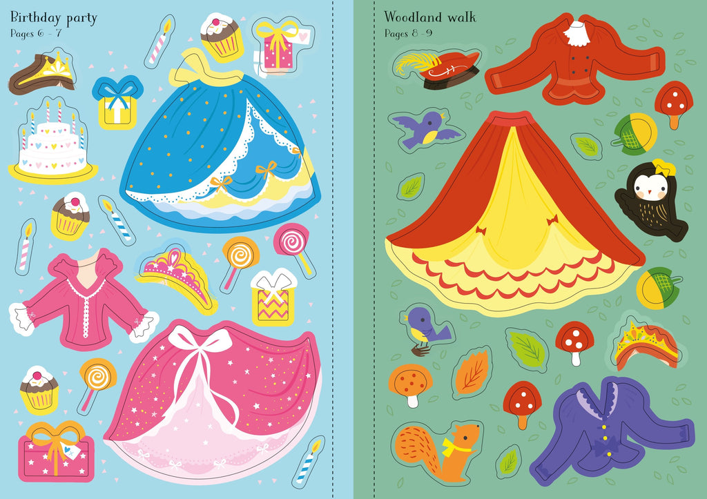 Usborne – Little Sticker Dolly Dressing Princess – Carte cu stickere pentru copii 4+ ani – carte pentru copii Usborne, preview pagini
