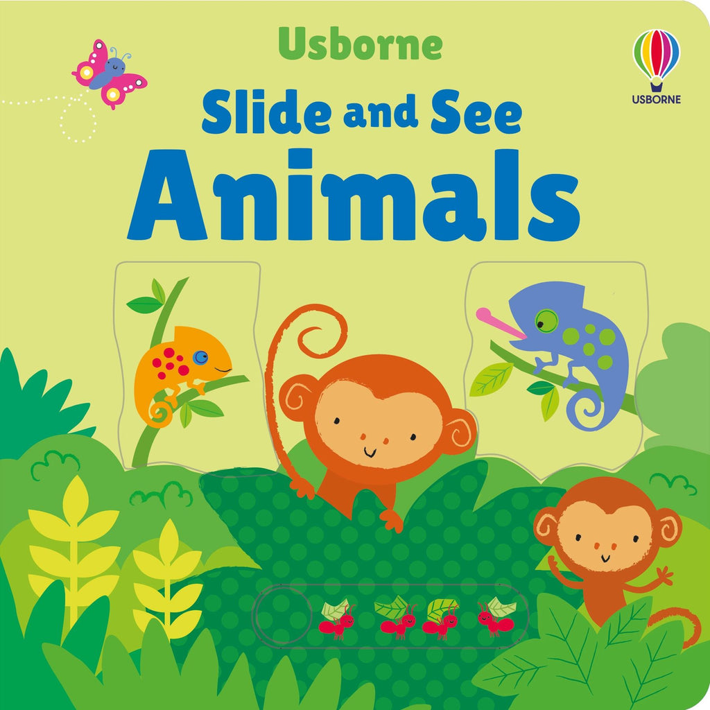 Usborne – Slide and See Animals – Carte pentru copii 6+ luni – carte pentru copii Usborne, copertă