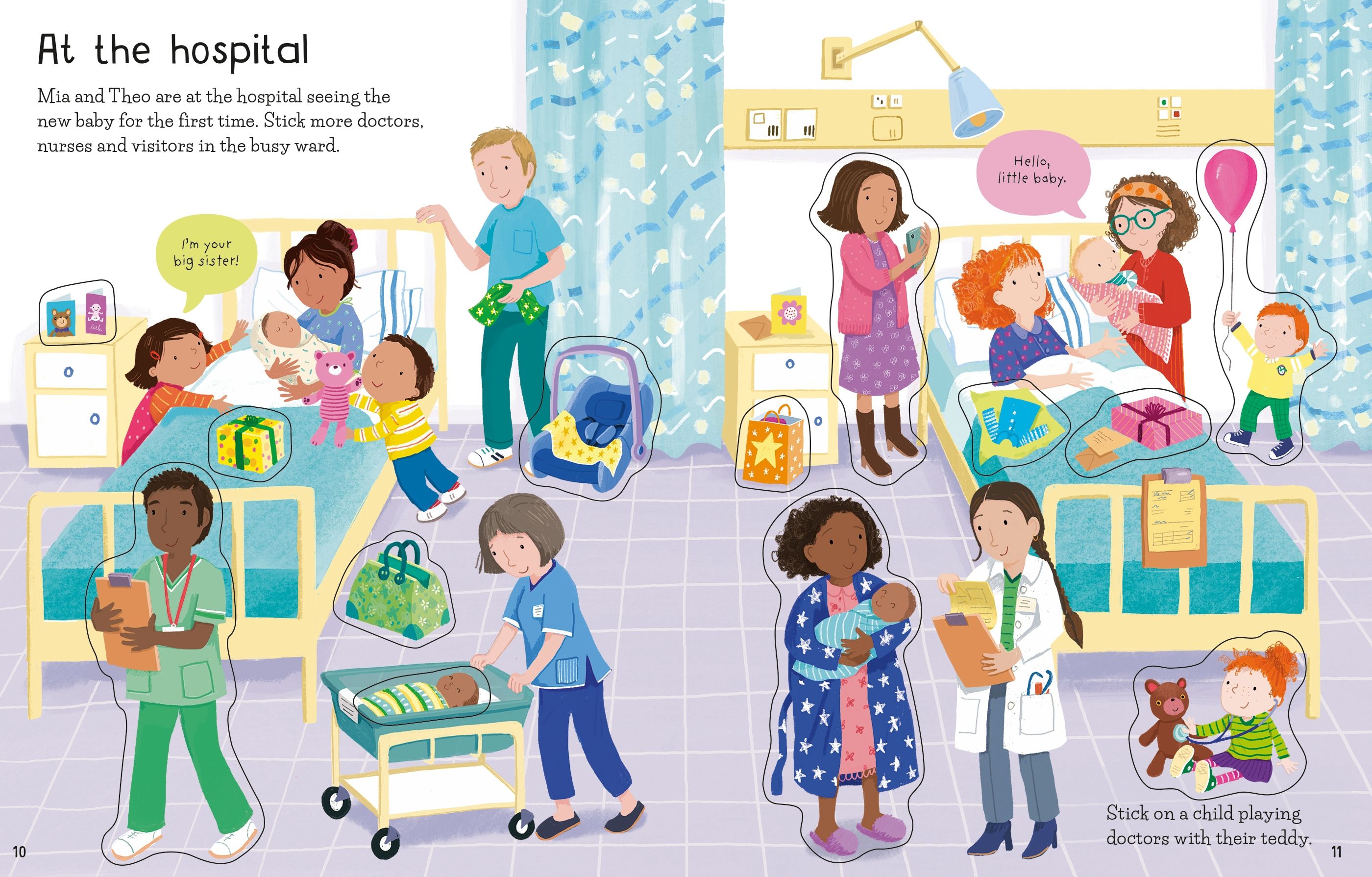 Usborne – First Sticker Book The New Baby – Carte cu stickere pentru copii 3+ ani – carte pentru copii Usborne, preview pagini