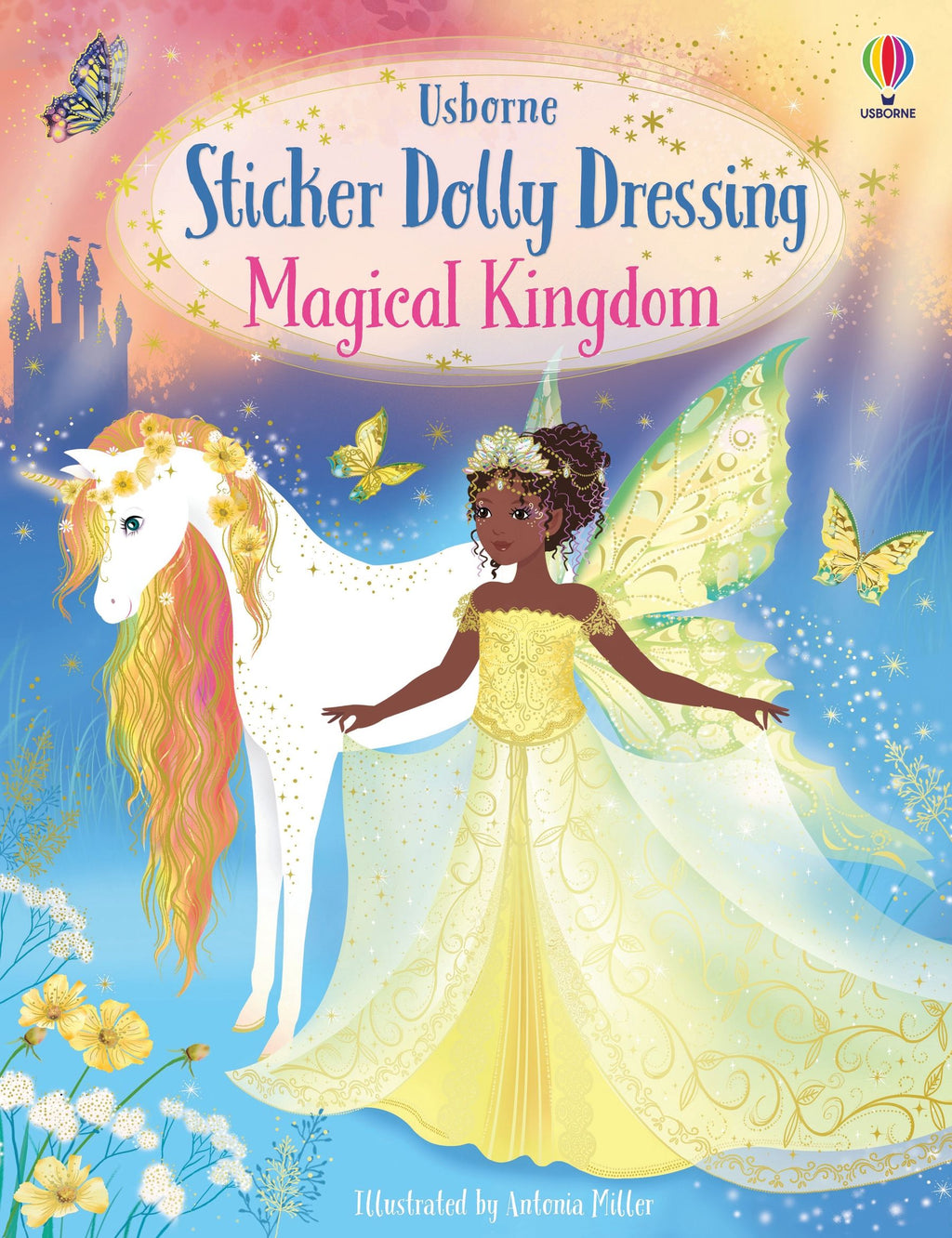 Usborne – Sticker Dolly Dressing Magical Kingdom – Carte cu stickere pentru copii 5+ ani – carte pentru copii Usborne, copertă