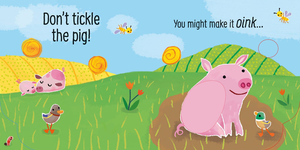 Usborne – Don't Tickle the Pig! – Carte cu sunete pentru copii 6+ luni – carte pentru copii Usborne, detalii conținut