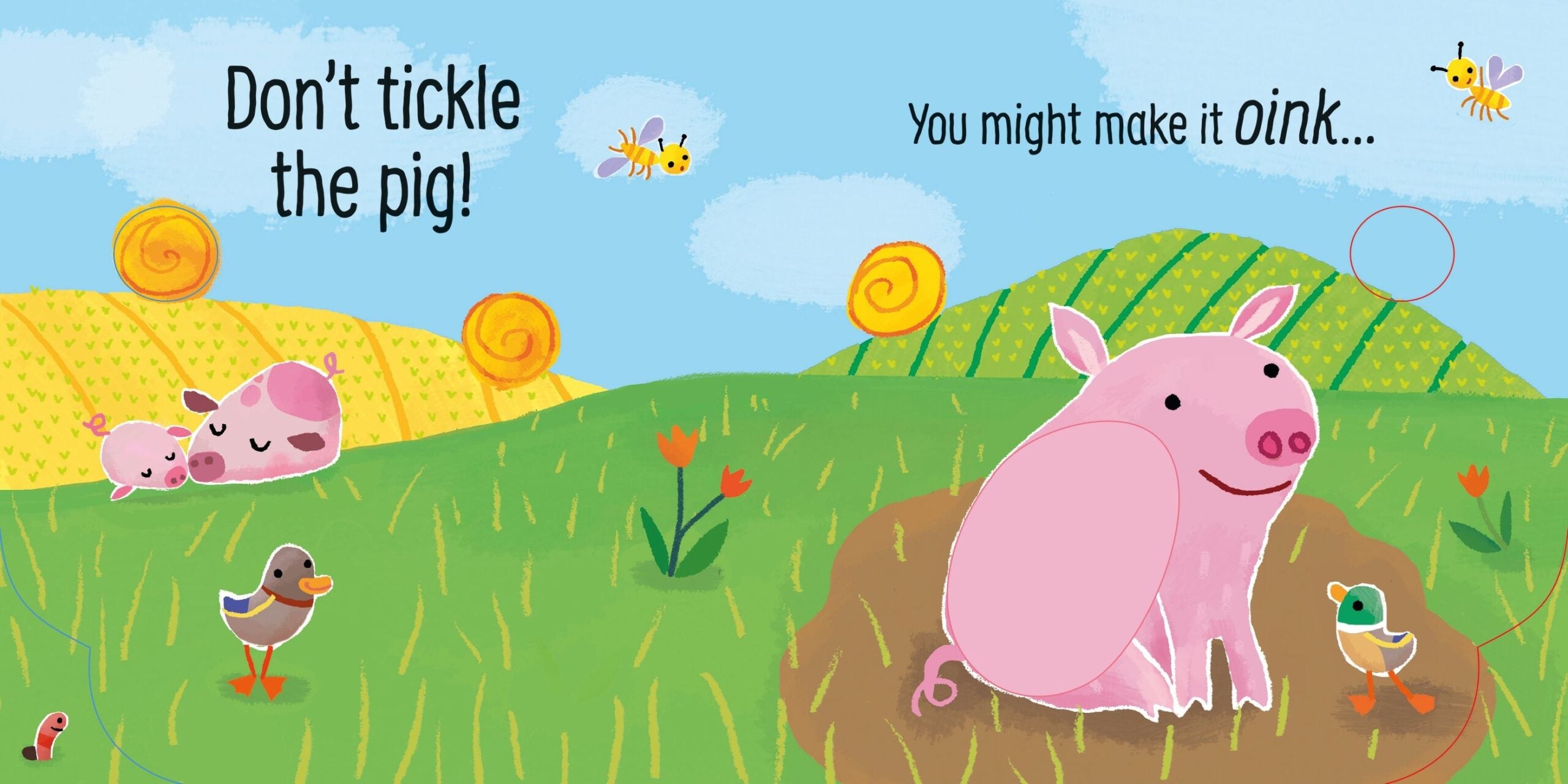 Usborne – Don't Tickle the Pig! – Carte cu sunete pentru copii 6+ luni – carte pentru copii Usborne, detalii conținut