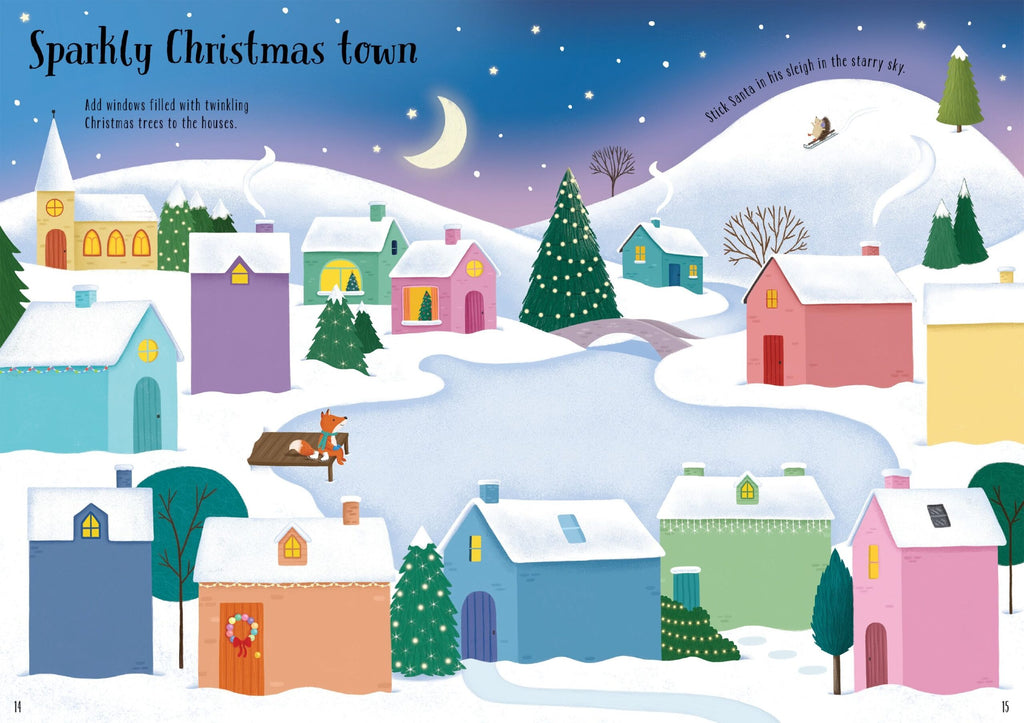 Usborne – Sparkly Christmas Trees – Carte cu stickere pentru copii 3+ ani – carte pentru copii Usborne, preview pagini