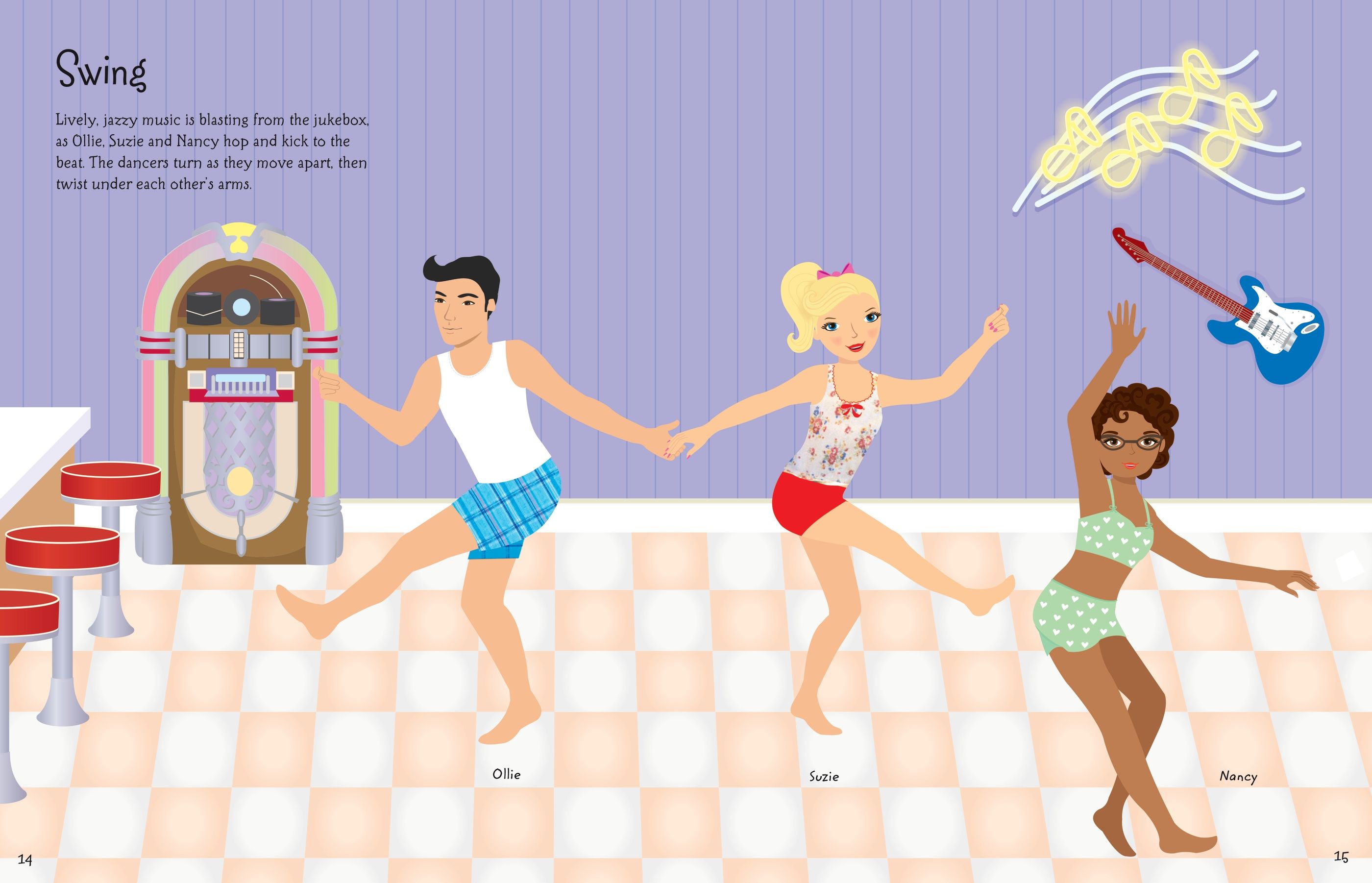 Usborne – Sticker Dolly Dressing Dancers – Carte cu stickere pentru copii 5+ ani – carte pentru copii Usborne, preview pagini