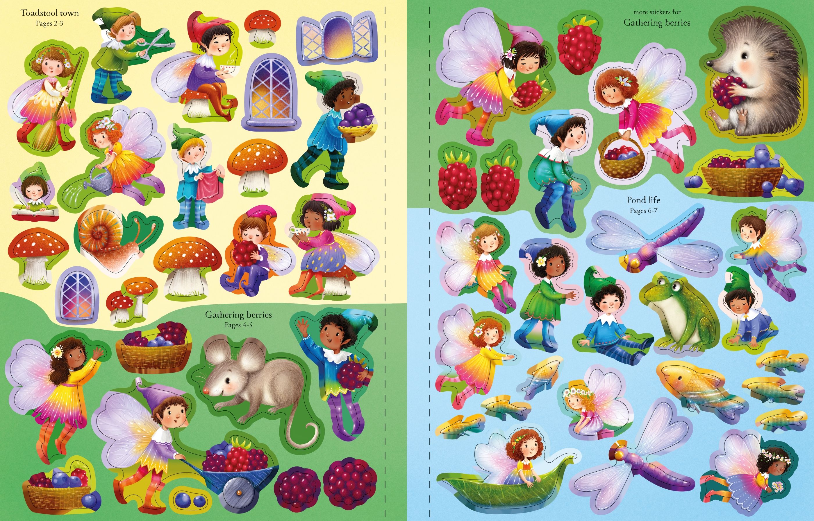 Usborne – Fairies, Pixies and Elves Sticker Book – Carte cu stickere pentru copii 5+ ani – carte pentru copii Usborne, preview pagini