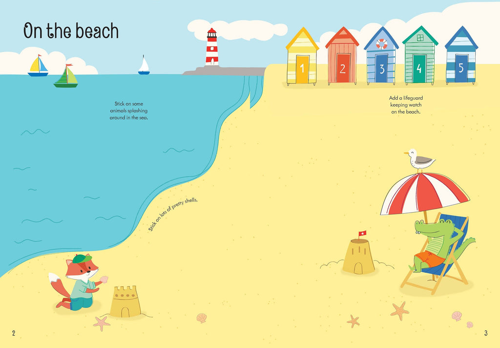Usborne – Little First Stickers Summer – Carte cu stickere pentru copii 3+ ani – carte pentru copii Usborne, detalii conținut cu abțibilduri