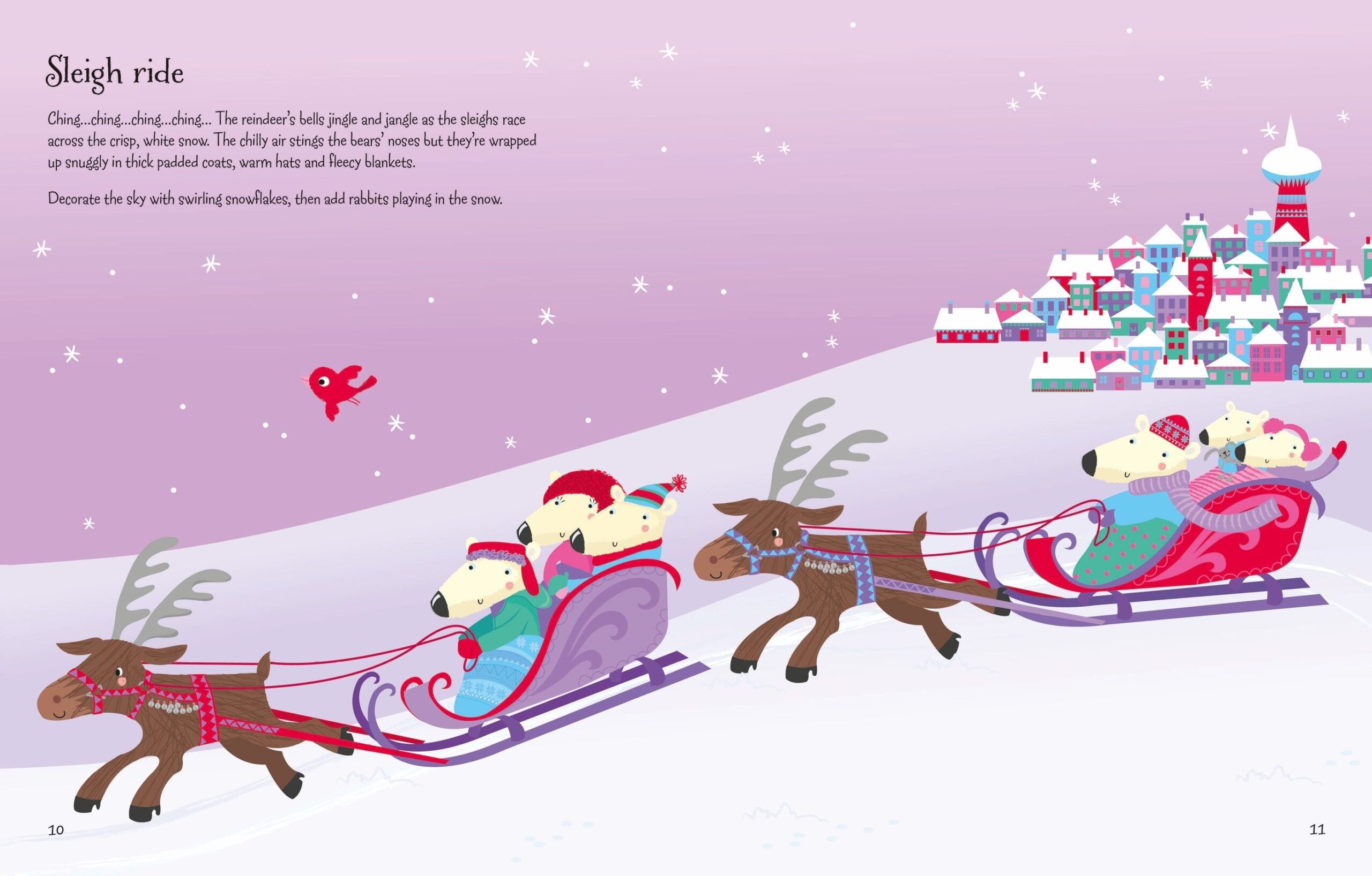 Usborne – Winter Wonderland Sticker Book – Carte cu stickere pentru copii 5+ ani – carte pentru copii Usborne, detalii conținut cu abțibilduri