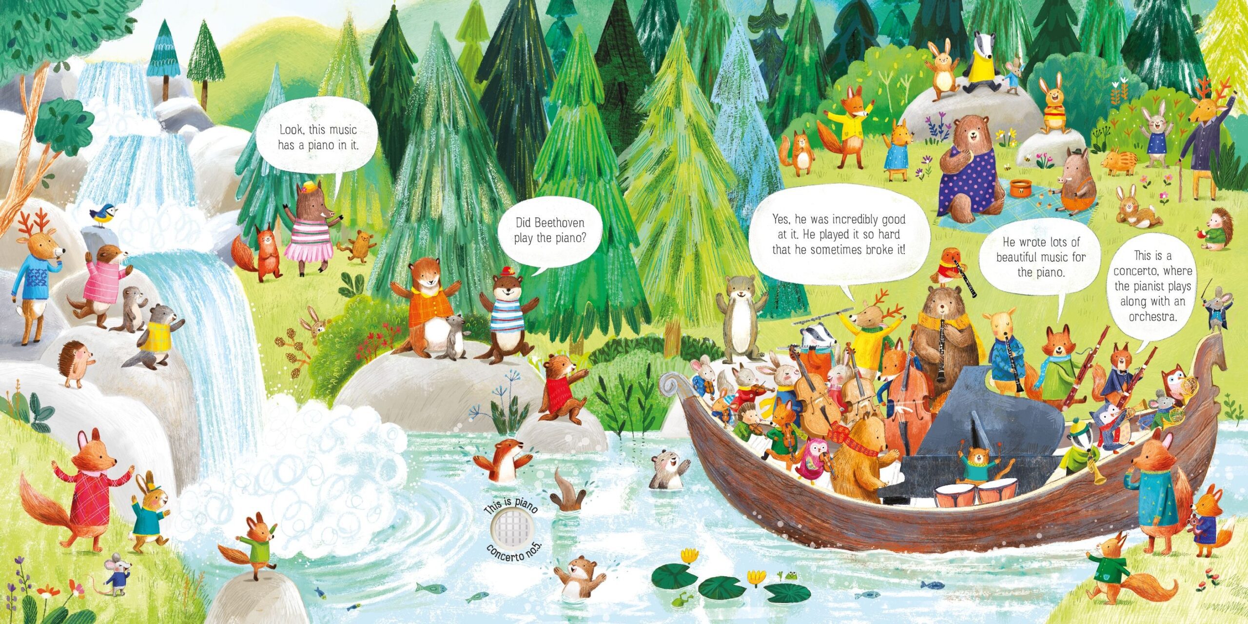 Usborne – The Animal Orchestra Plays Beethoven – Carte pentru copii 6+ luni – carte pentru copii Usborne, preview pagini