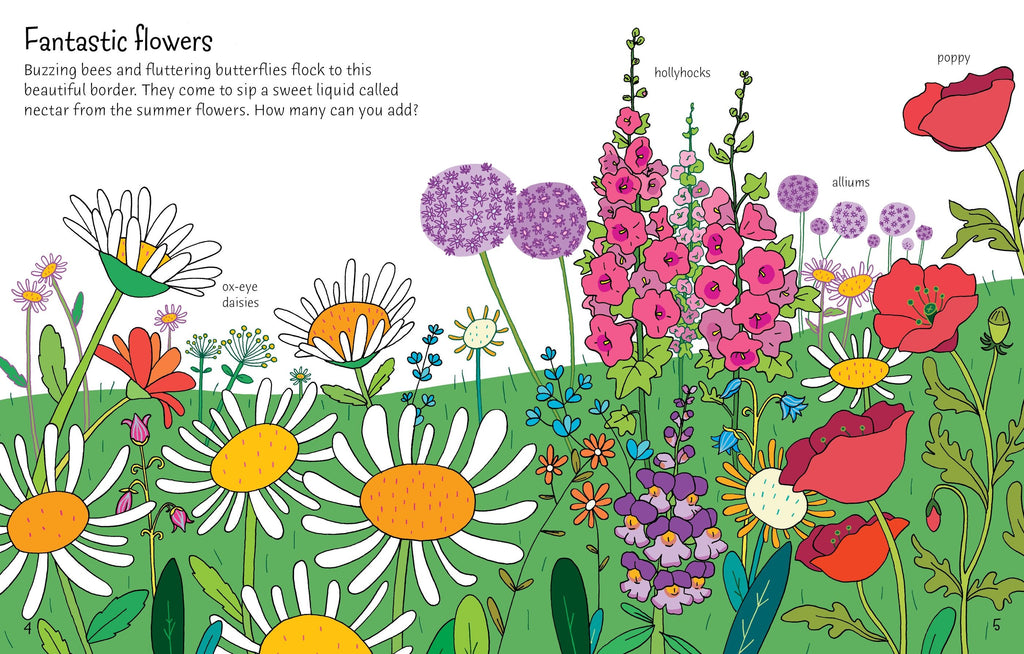 Usborne – First Sticker Book Garden – Carte cu stickere pentru copii 3+ ani – carte pentru copii Usborne, pagini interior ilustrate