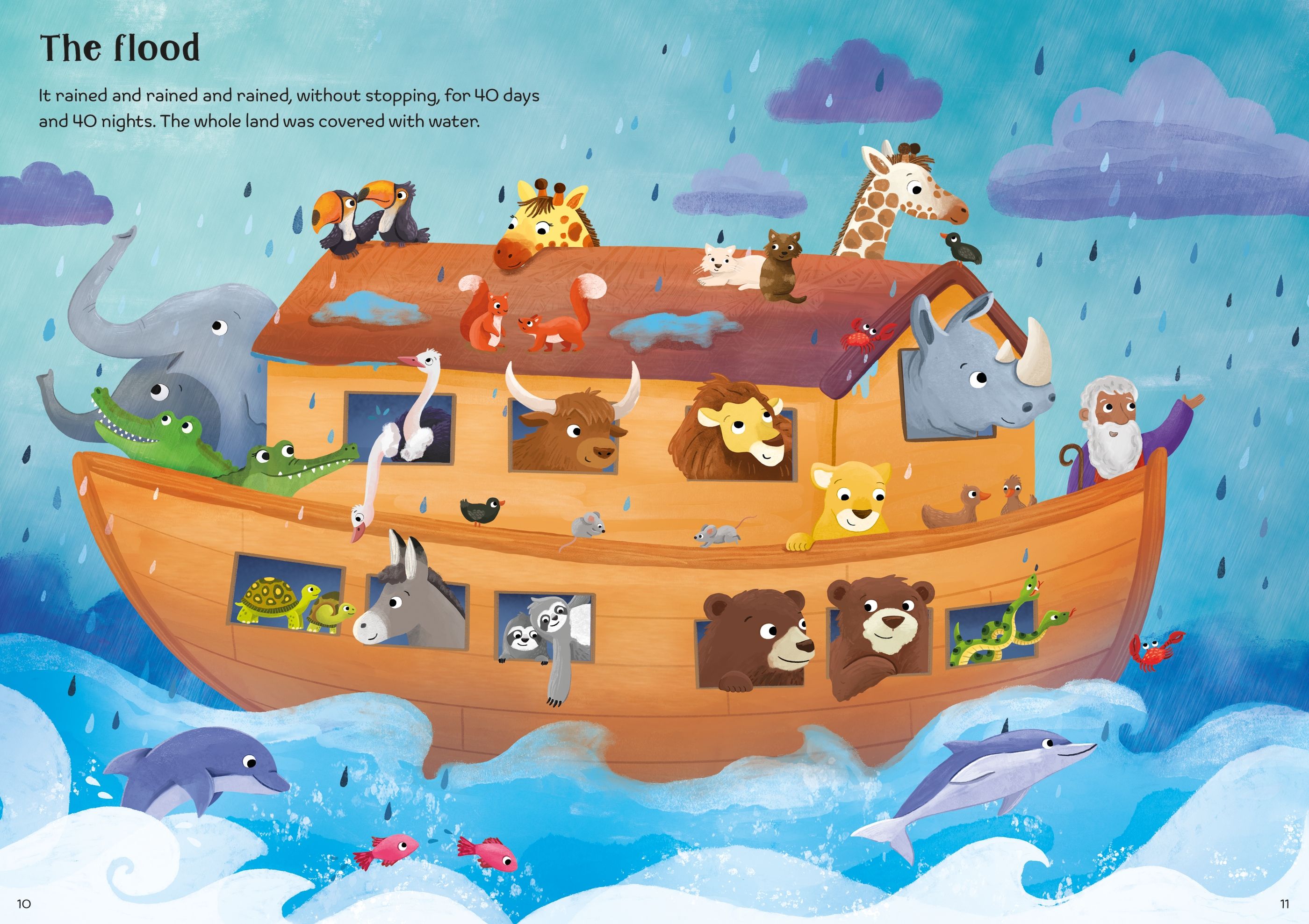 Usborne – Little First Stickers Noah's Ark – Carte cu stickere pentru copii 3+ ani – carte pentru copii Usborne, detalii conținut cu abțibilduri