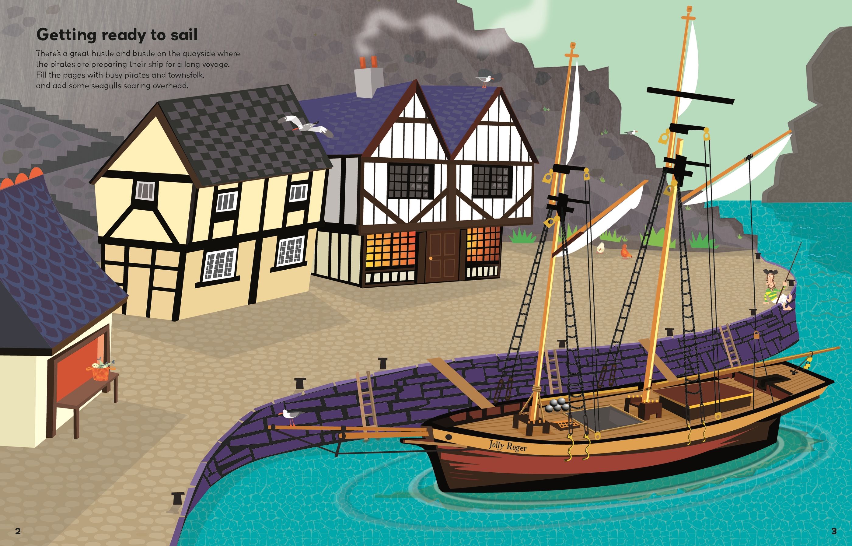 Usborne – Pirate Sticker Book – Carte cu stickere pentru copii 5+ ani – carte pentru copii Usborne, pagini interior ilustrate
