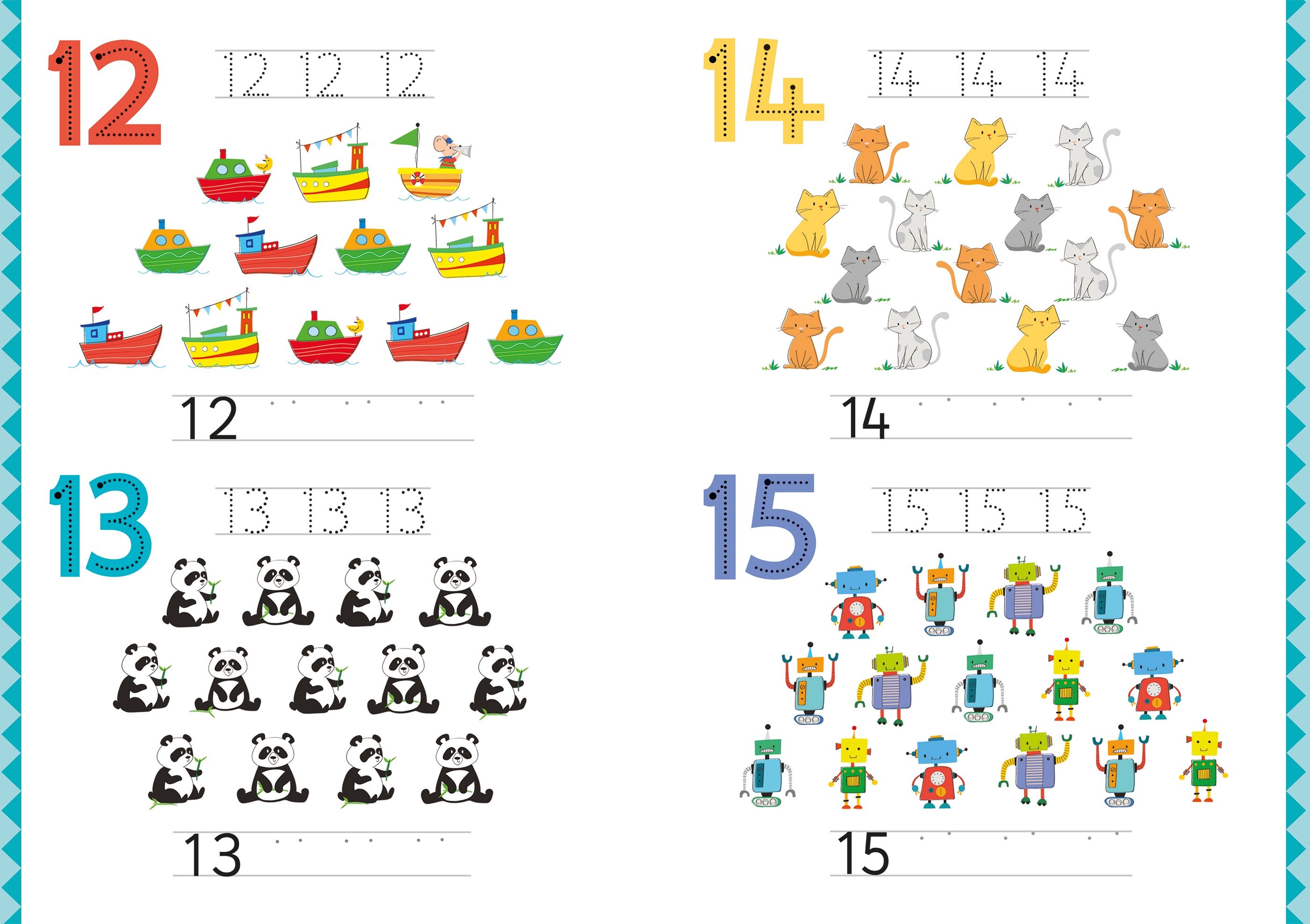 Usborne – Little Wipe-Clean Numbers – Carte de activități (refolosibilă) pentru copii 3+ ani – carte pentru copii Usborne, preview pagini