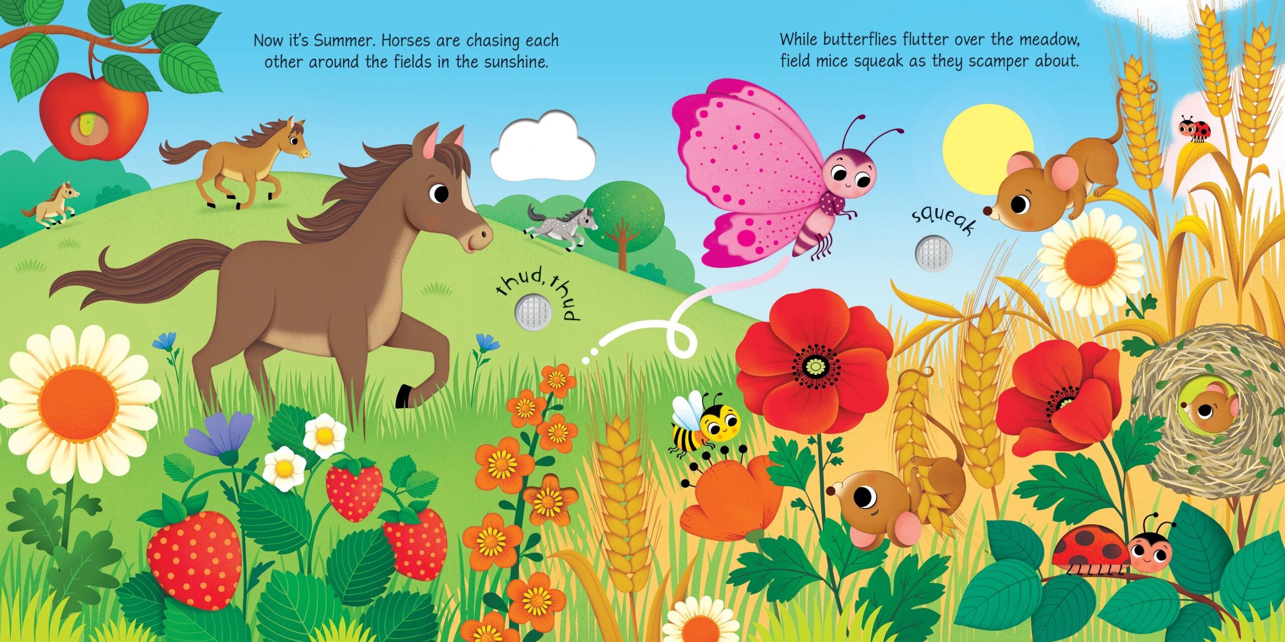 Usborne – Seasons Sounds – Carte cu sunete pentru copii 3+ ani – carte pentru copii Usborne, pagini interior ilustrate