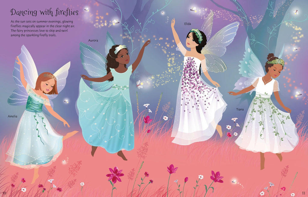 Usborne – Sticker Dolly Dressing Fairy Princesses – Carte cu stickere pentru copii 5+ ani – carte pentru copii Usborne, preview pagini