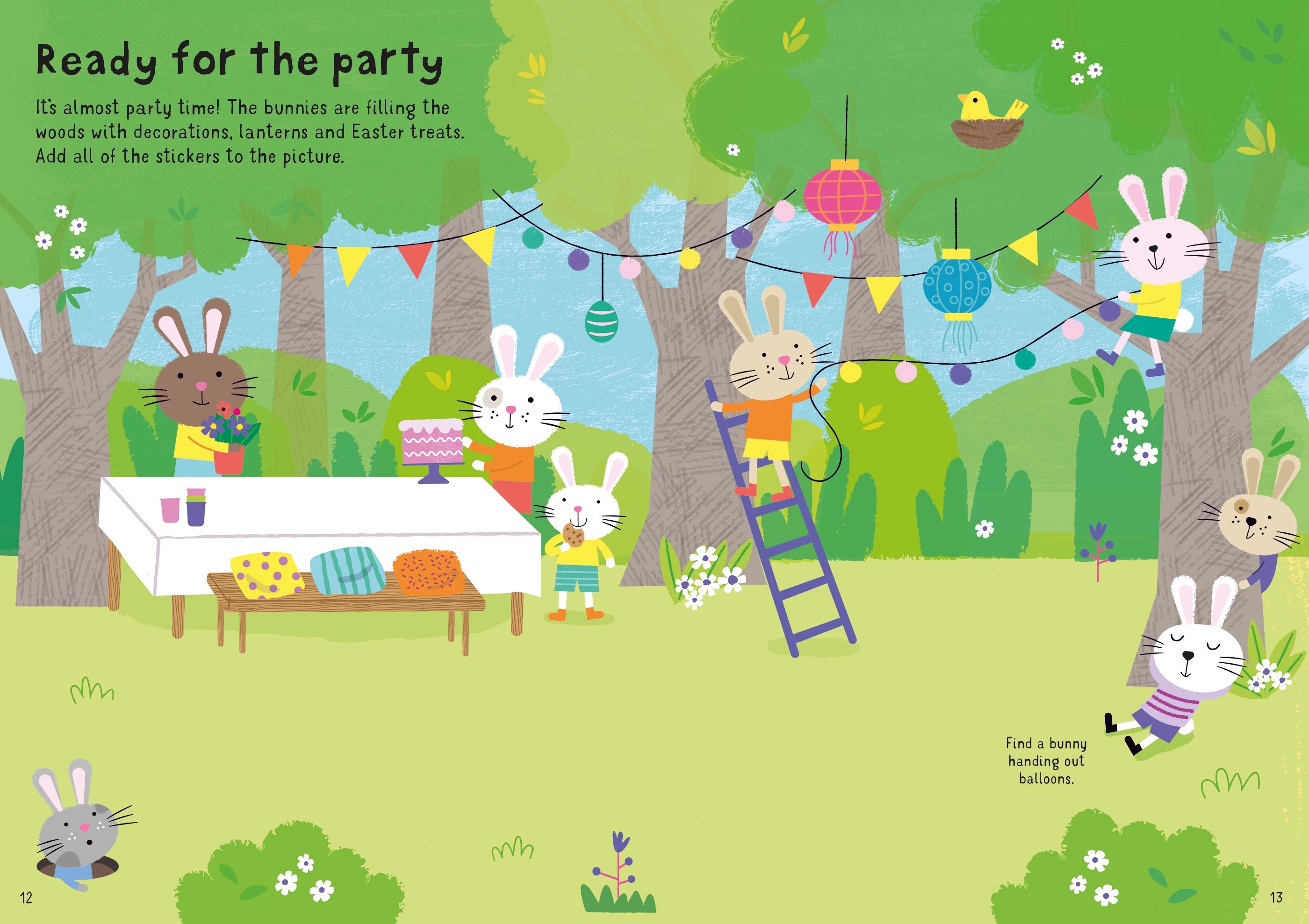 Usborne – Little First Sticker Book Easter Bunnies – Carte cu stickere pentru copii 3+ ani – carte pentru copii Usborne, pagini interior ilustrate