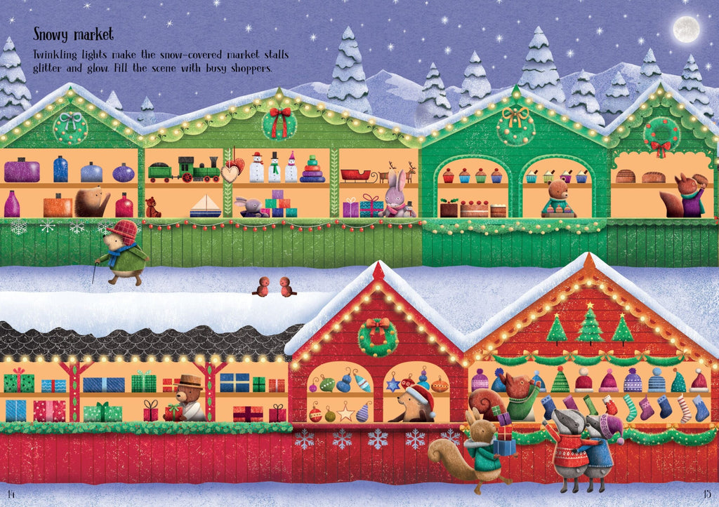 Usborne – Sparkly Christmas Sticker Book – Carte cu stickere pentru copii 3+ ani – carte pentru copii Usborne, preview pagini