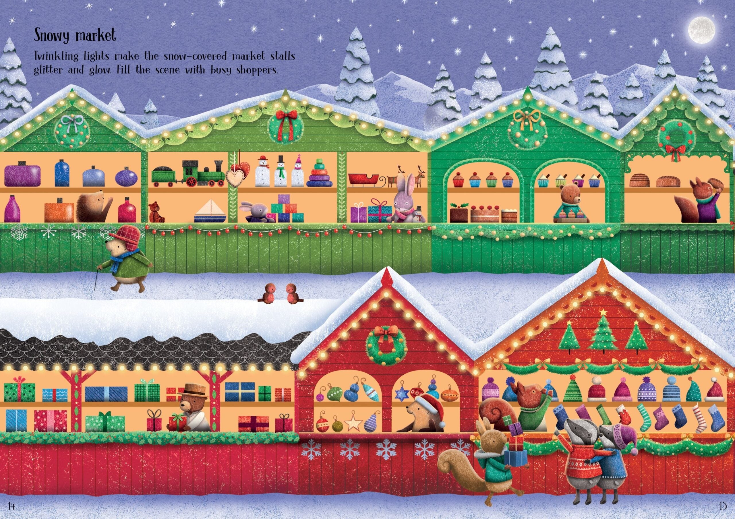 Usborne – Sparkly Christmas Sticker Book – Carte cu stickere pentru copii 3+ ani – carte pentru copii Usborne, preview pagini