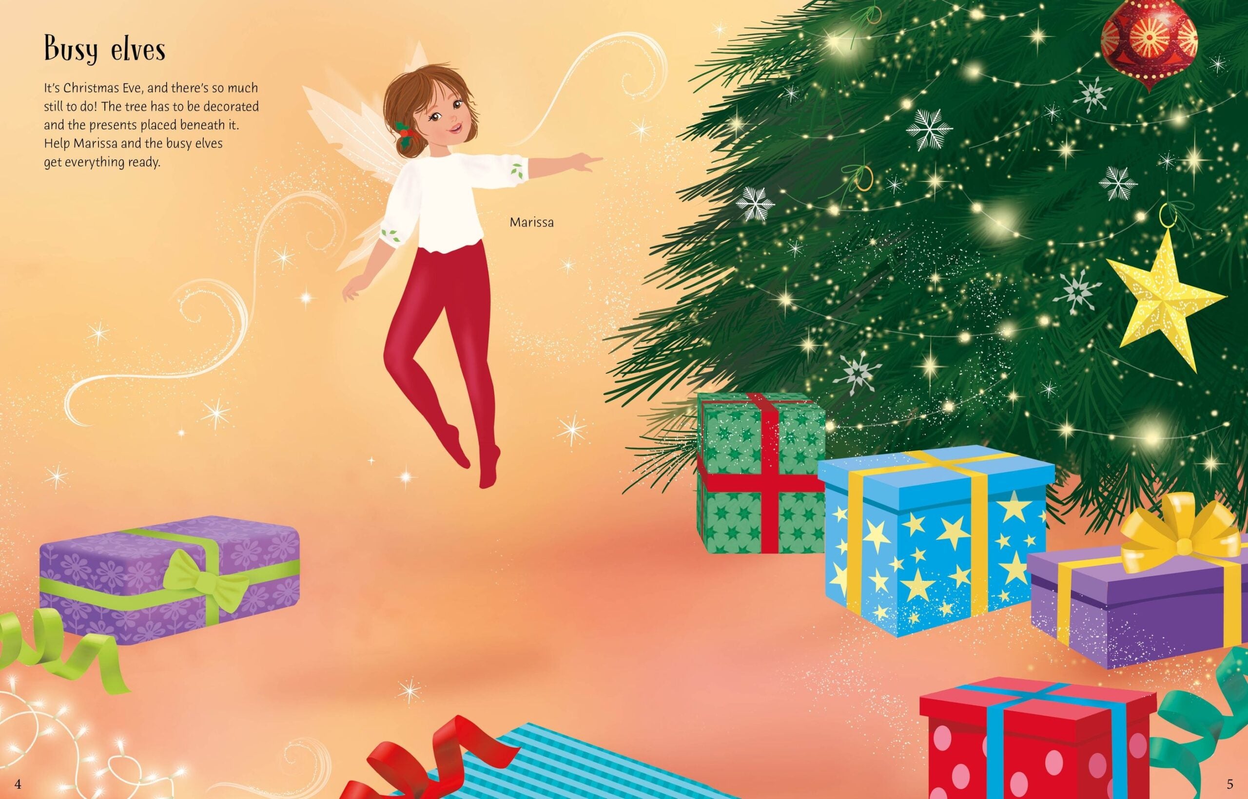 Usborne – Sticker Dolly Dressing Christmas Fairies – Carte cu stickere pentru copii 5+ ani – carte pentru copii Usborne, preview pagini