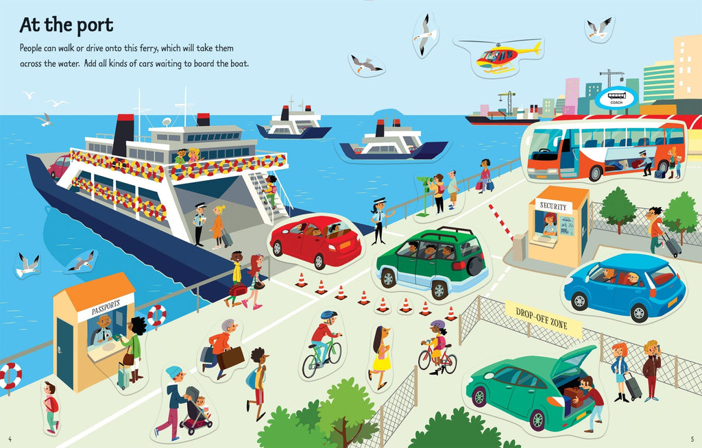 Usborne – First Sticker Book Travel – Carte cu stickere pentru copii 3+ ani – carte pentru copii Usborne, preview pagini