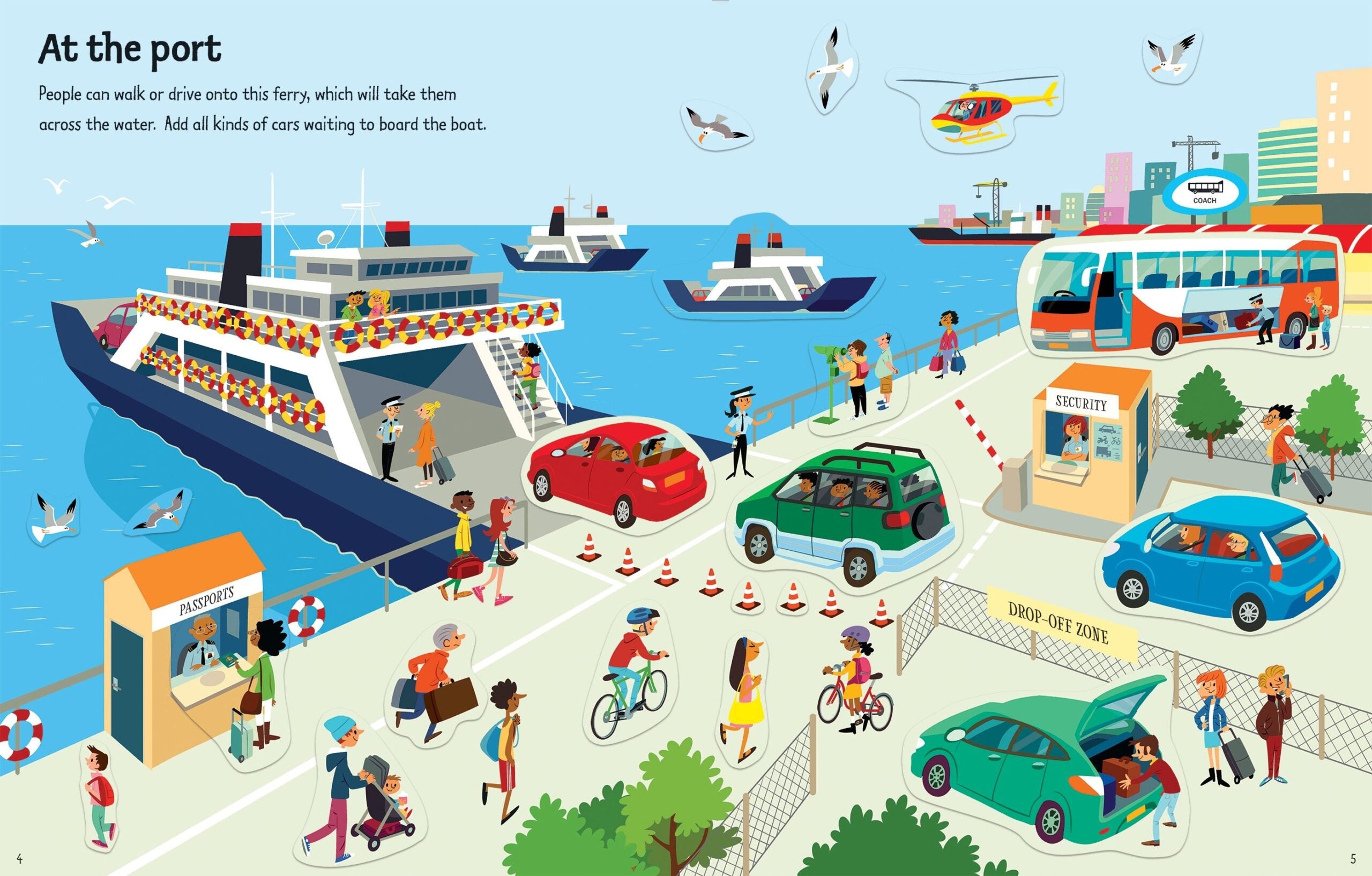 Usborne – First Sticker Book Travel – Carte cu stickere pentru copii 3+ ani – carte pentru copii Usborne, preview pagini
