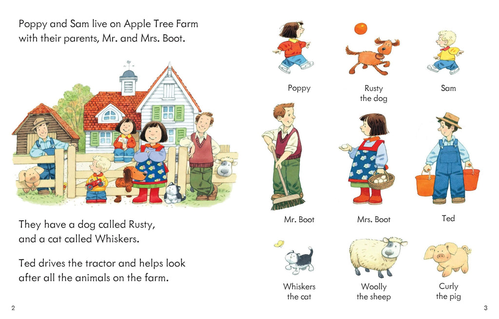 Usborne – Poppy and Sam's First Word Book – Carte pentru copii 3+ ani – carte pentru copii Usborne, detalii conținut